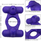 Silicone Rechargeable Triple Orgasm Enhancer Vibrating Cock Ring By CalExotics - Purple