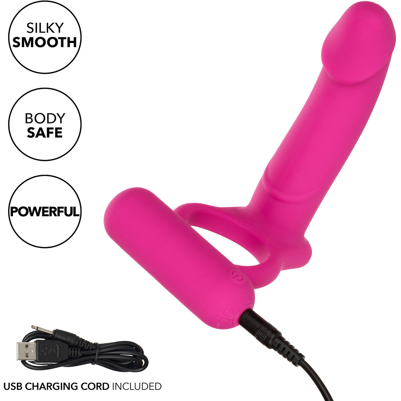 Silicone Rechargeable Double Diver Vibrating Cock Ring By CalExotics