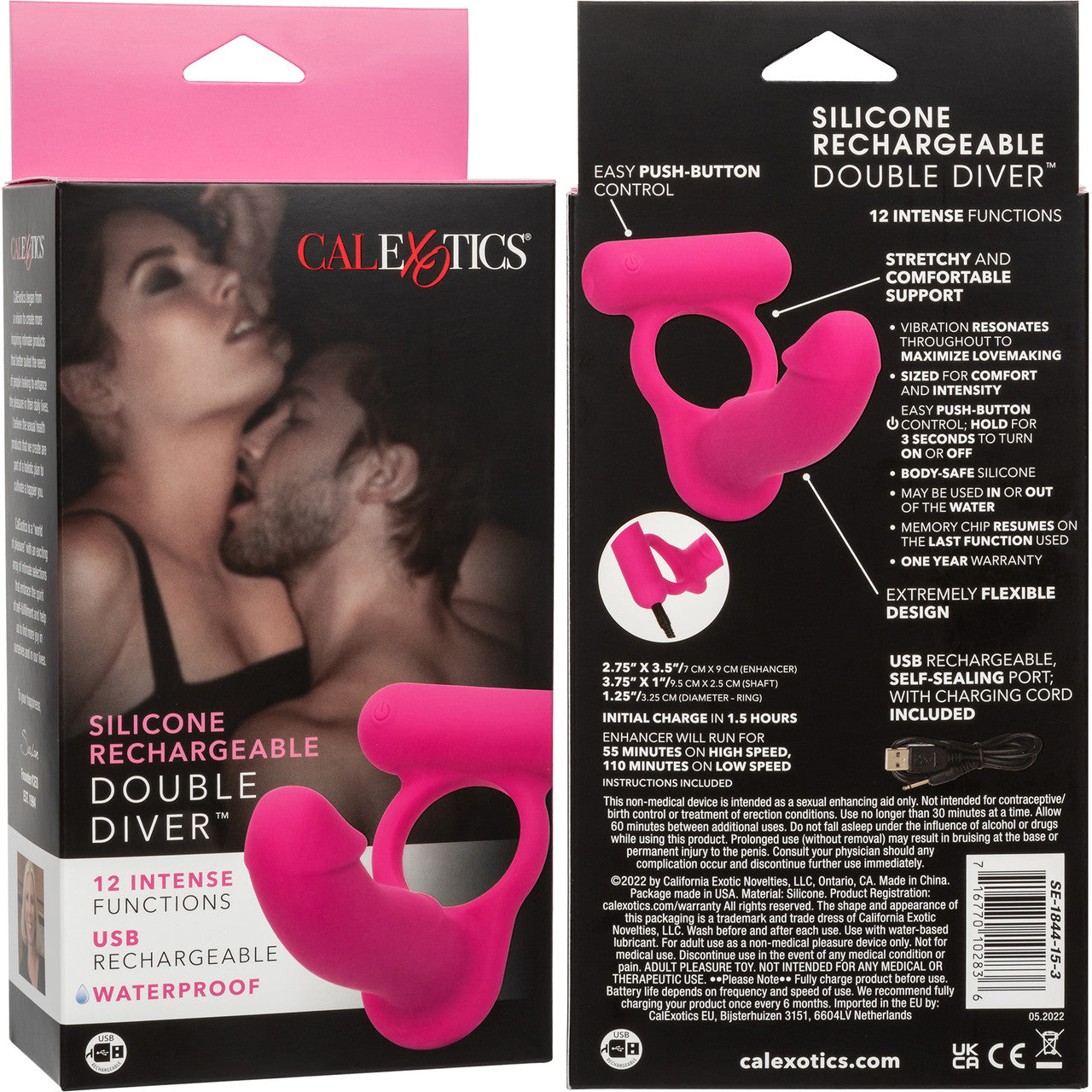 Silicone Rechargeable Double Diver Vibrating Cock Ring By CalExotics Silicone Rechargeable Double Diver Vibrating Cock Ring By CalExotics