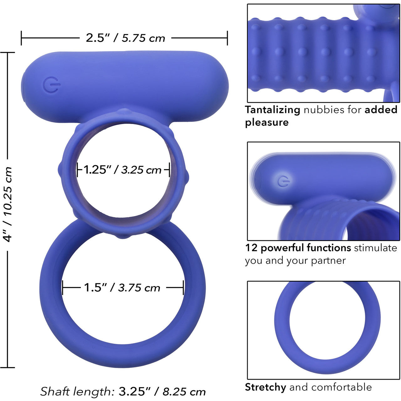 Silicone Rechargeable Endless Desires Enhancer Vibrating Cock Ring By CalExotics - Purple