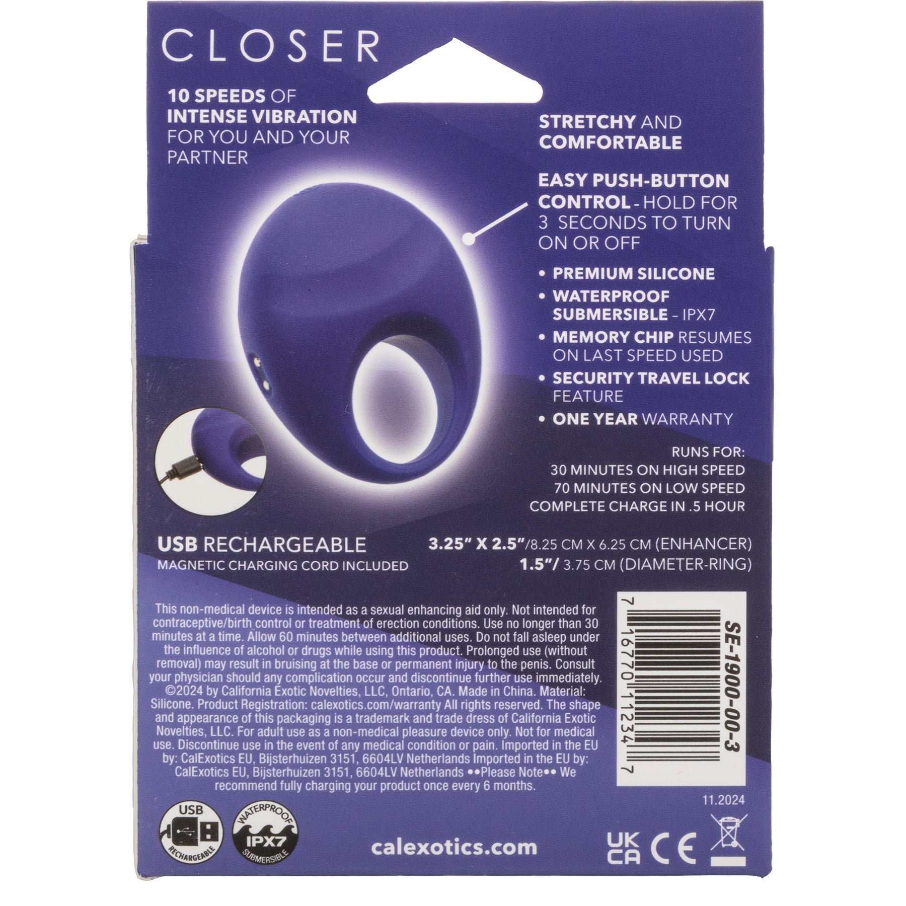 Closer Embrace Intimate Rechargeable Vibrating Silicone Cock Ring