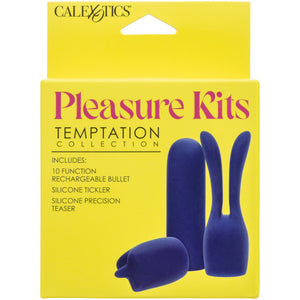 Pleasure Kits 3 Piece Temptation Collection Vibrating Bullet With Silicone Attachments