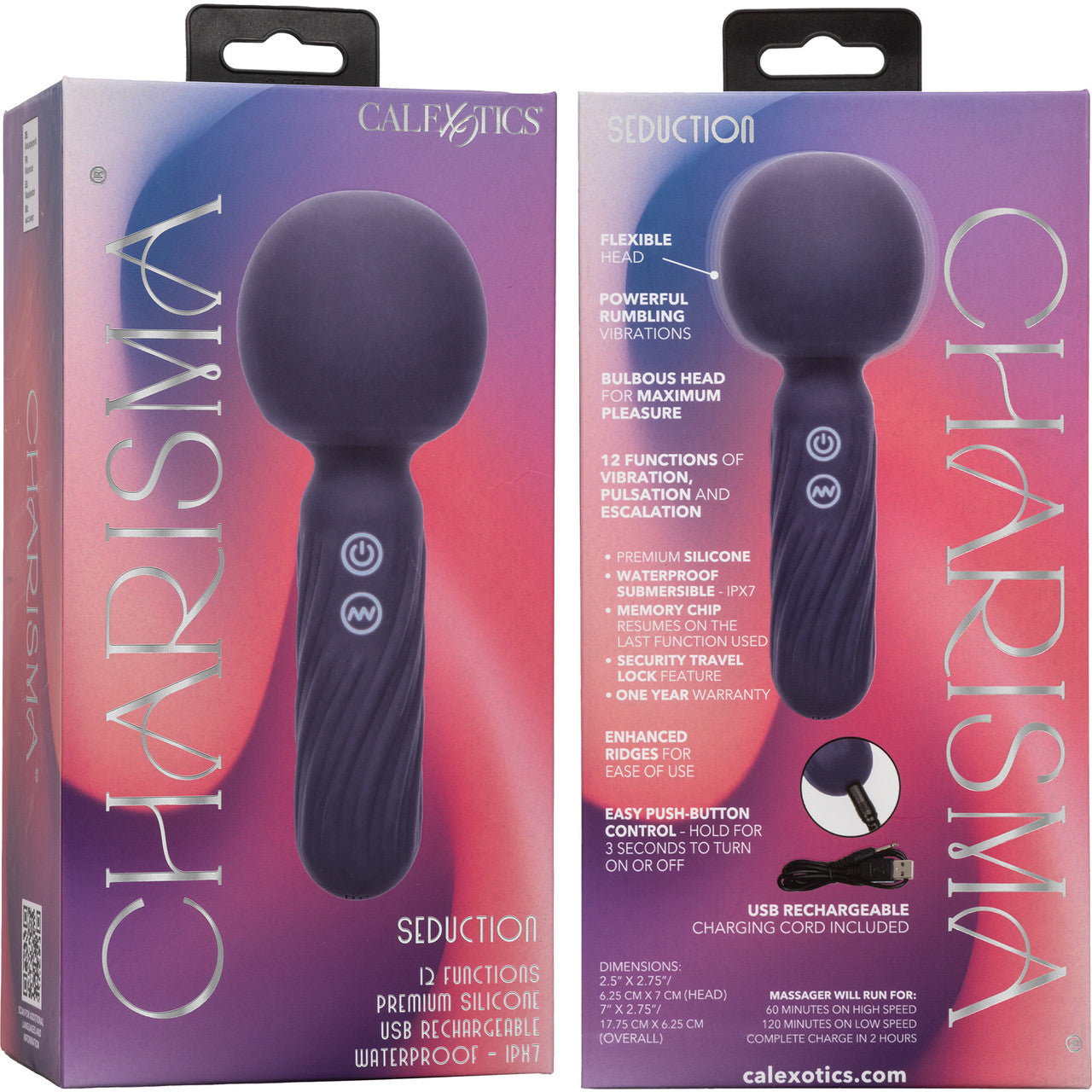 Charisma Seduction Rechargeable Waterproof Silicone Mini Wand Vibrator By CalExotics