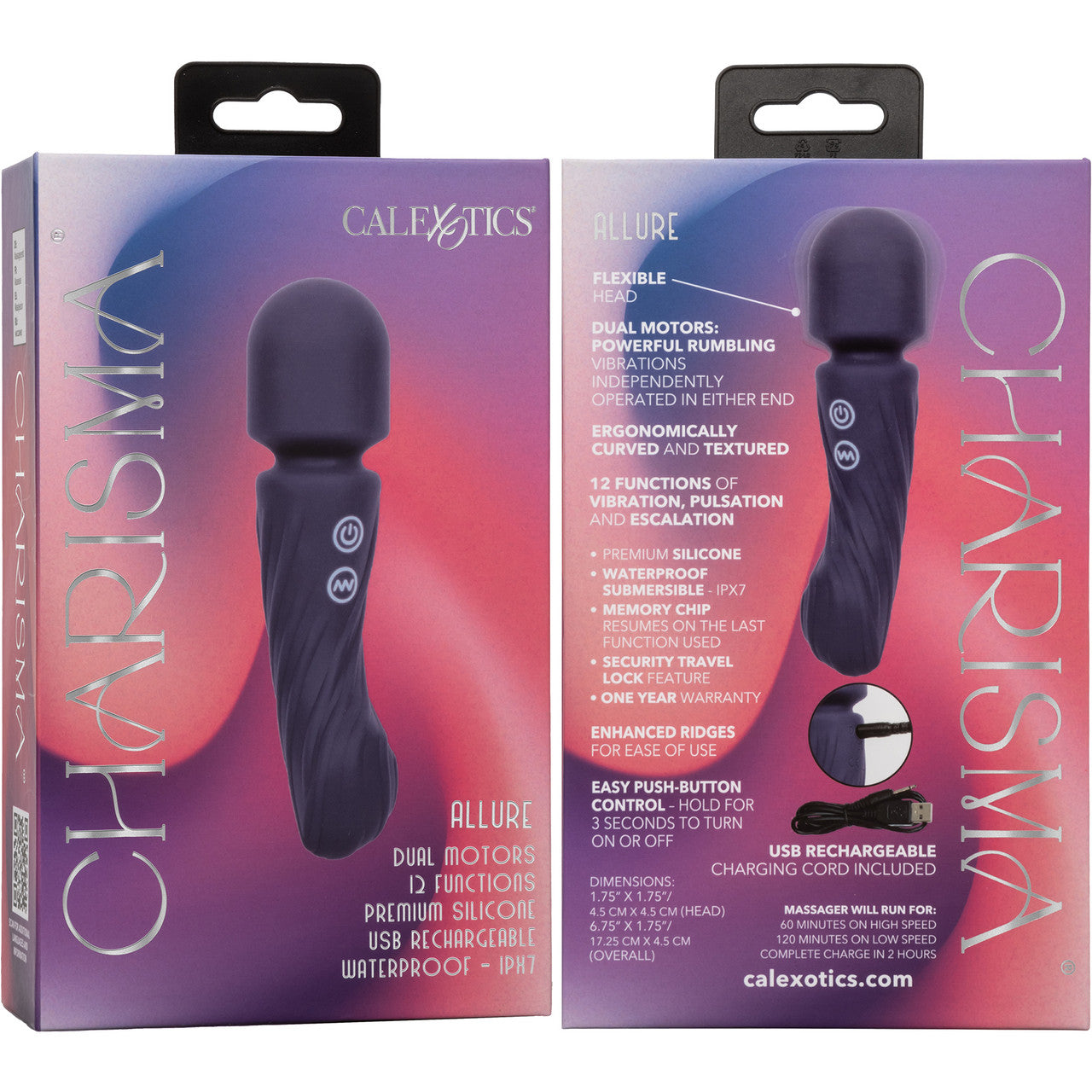 Charisma Allure Rechargeable Waterproof Silicone Dual Motor Mini Wand Vibrator By CalExotics