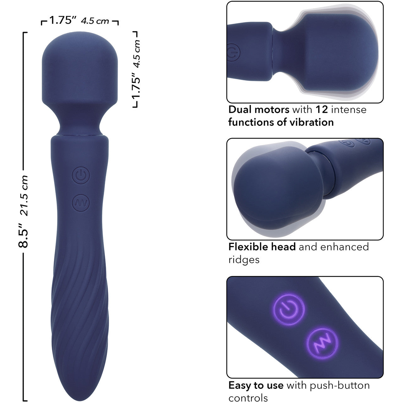 Charisma Mystique Rechargeable Waterproof Silicone Dual Motor Wand Style Vibrator By CalExotics