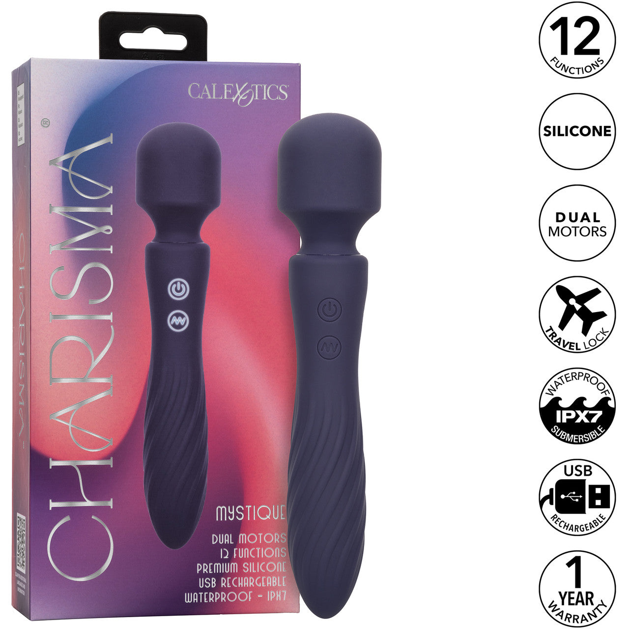 Charisma Mystique Rechargeable Waterproof Silicone Dual Motor Wand Style Vibrator By CalExotics