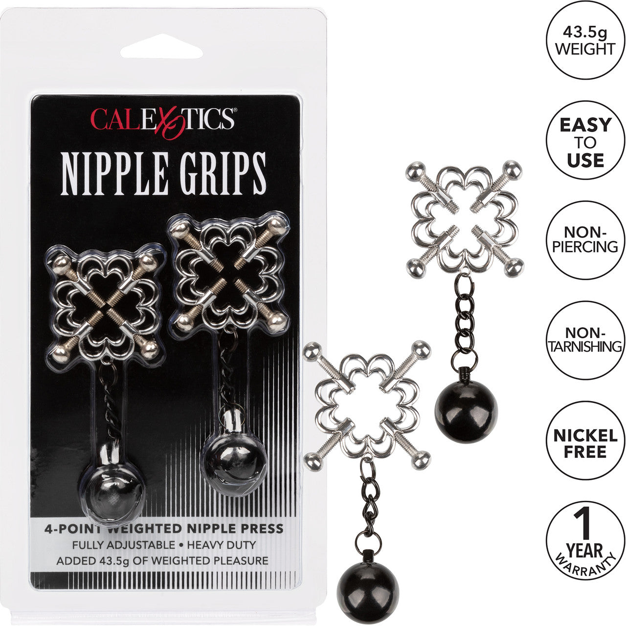 Nipple Grips 4-Point Weighted Nipple Press By CalExotics