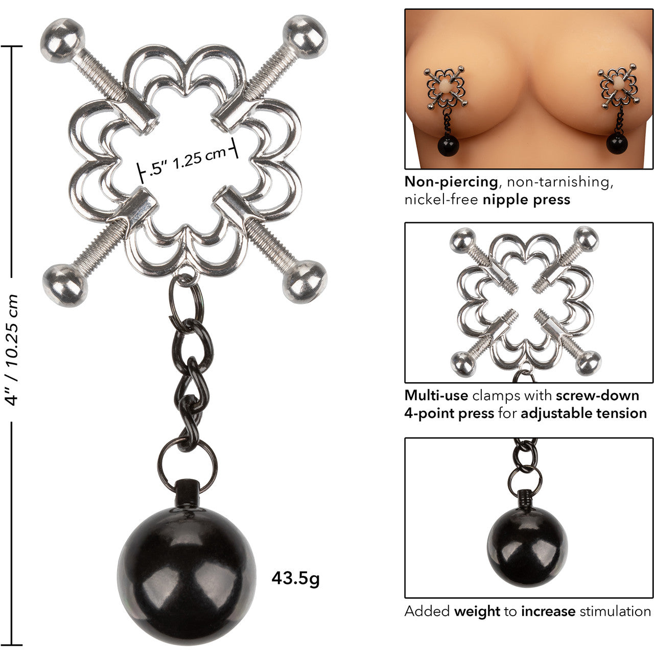 Nipple Grips 4-Point Weighted Nipple Press By CalExotics