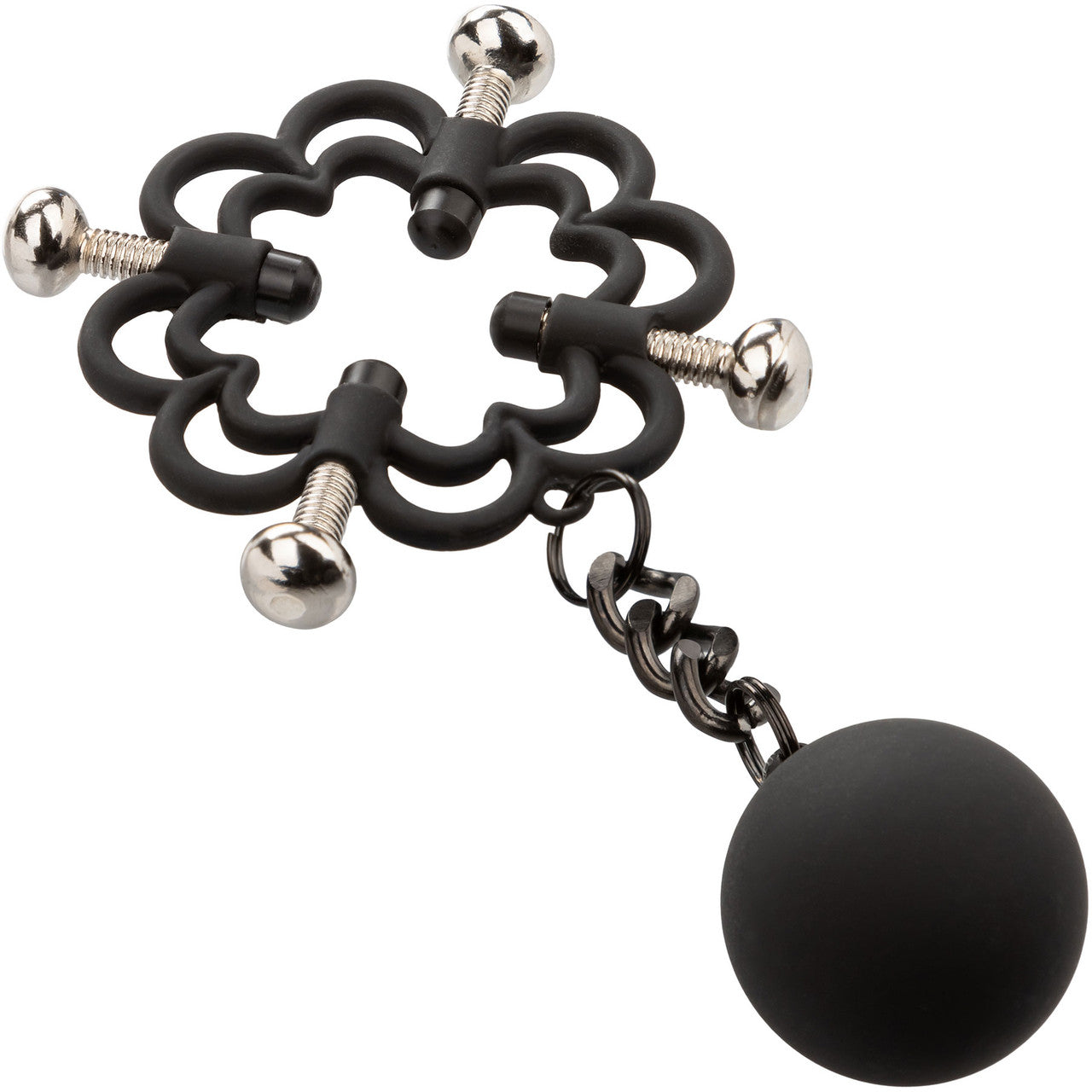 Nipple Grips Power Grip 4-Point Weighted Nipple Press By CalExotics - Black & Silver