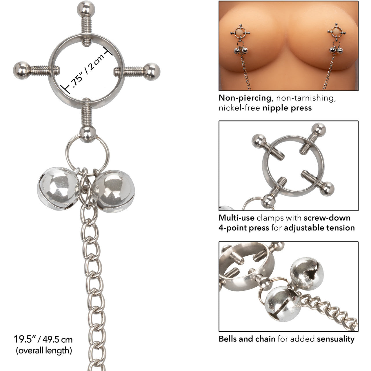 Nipple Grips 4-Point Nipple Press With Bells By CalExotics