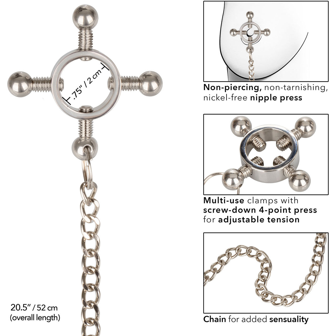 Nipple Grips 4-Point Nipple Press with Chain By CalExotics