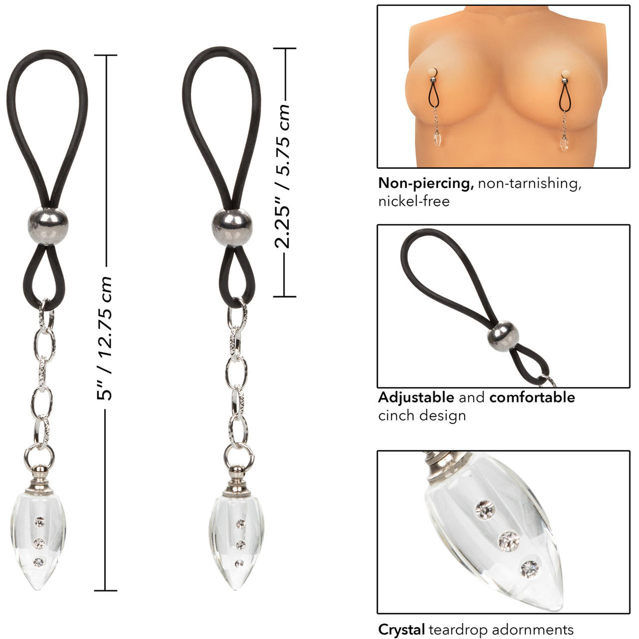 Nipple Play Non-Piercing Nipple Jewelry Crystal Teardrops by CalExotics