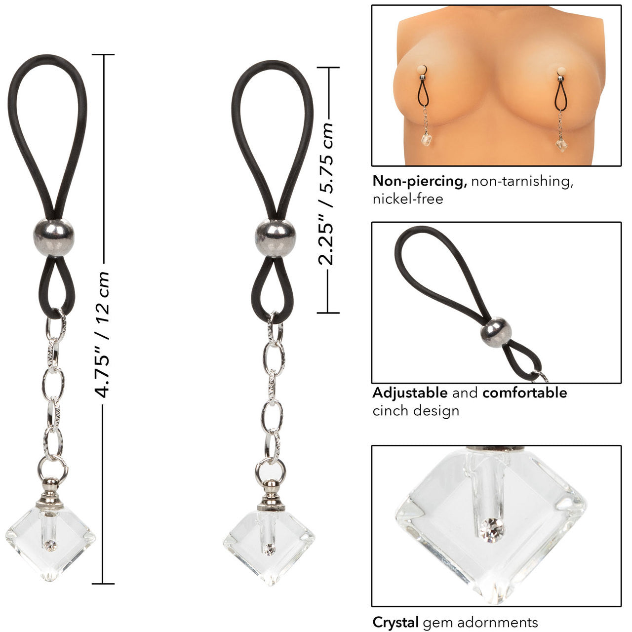 Nipple Play Non-Piercing Nipple Jewelry Crystal Gems by CalExotics