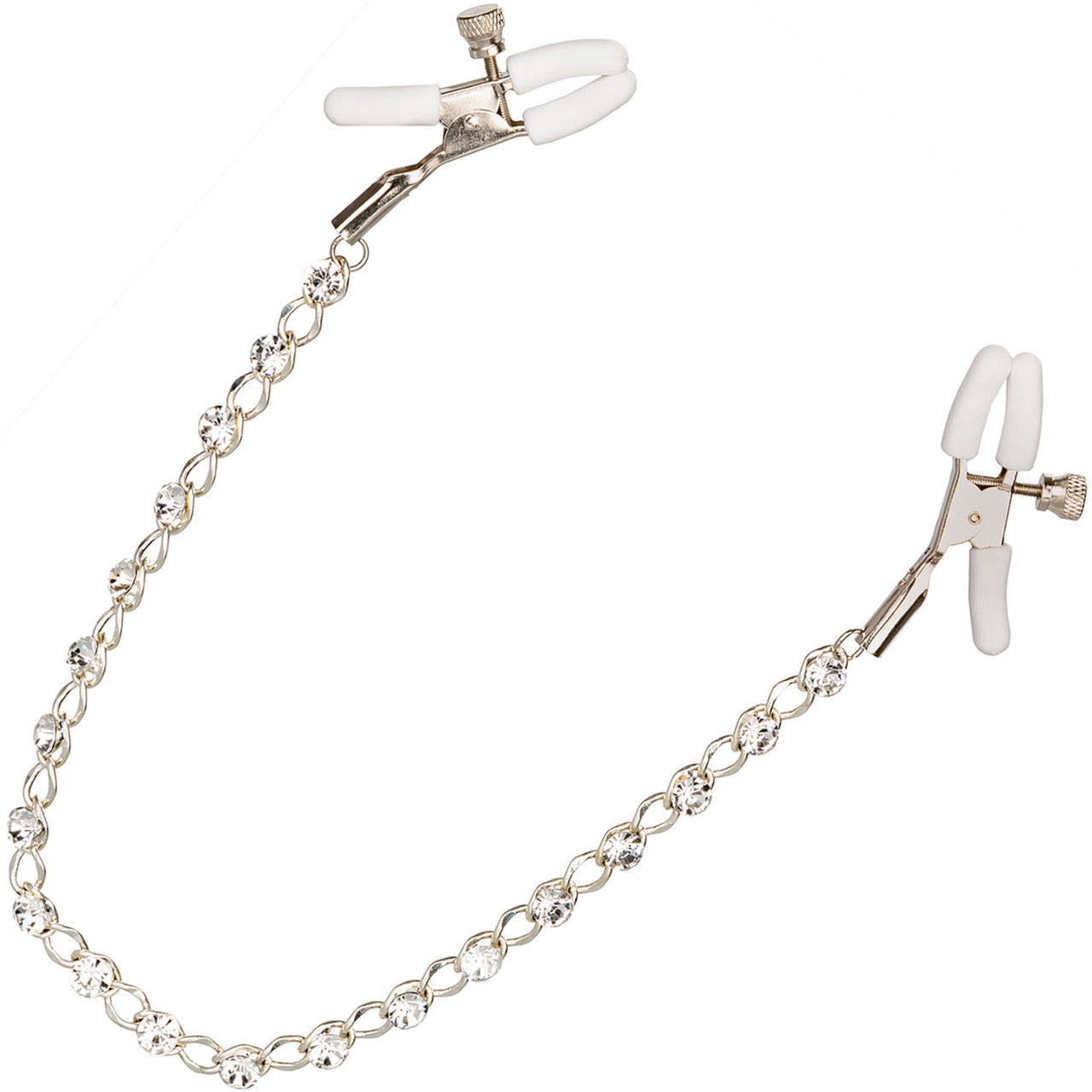 Nipple Play Crystal Chain Nipple Clamps by CalExotics - White