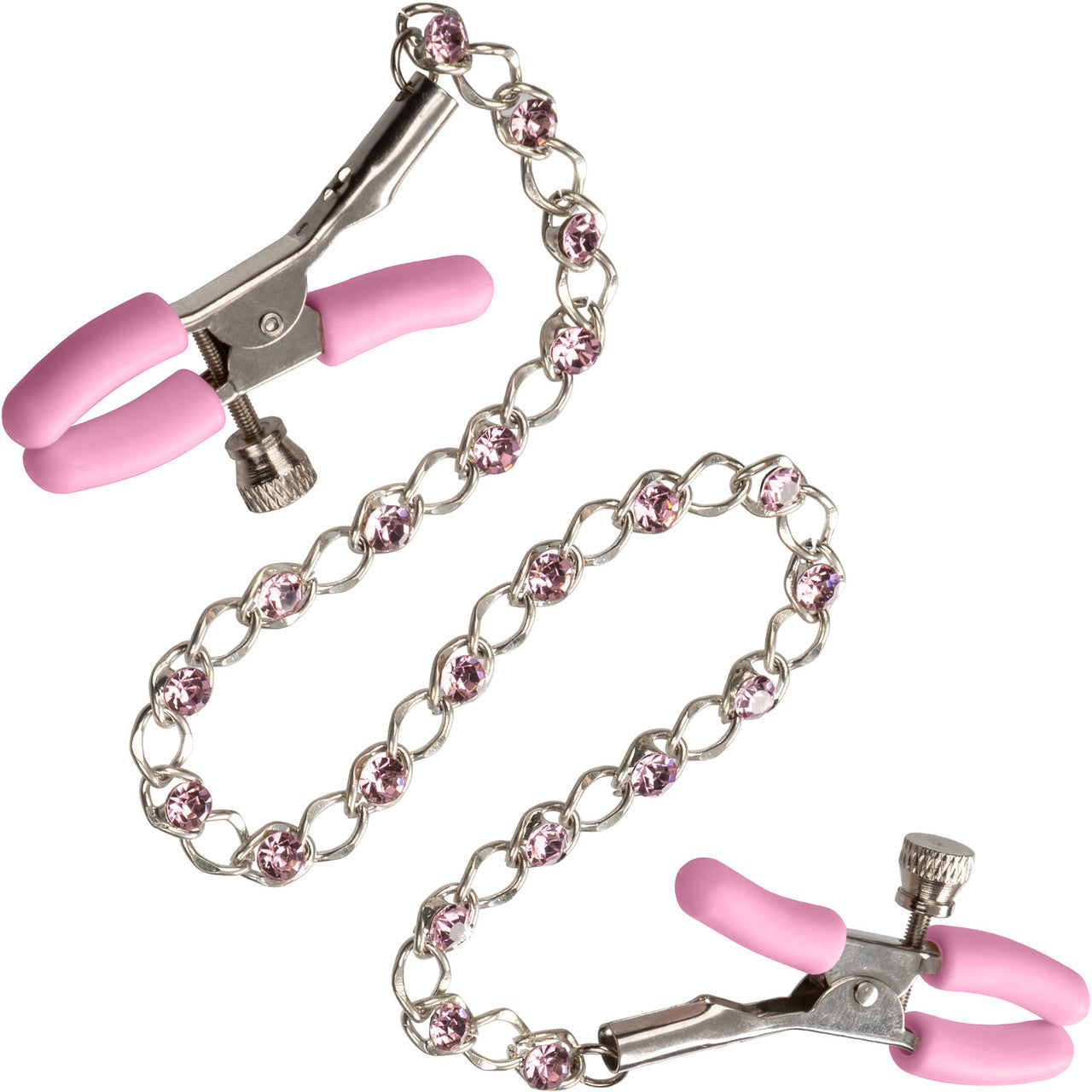 Nipple Play Crystal Chain Nipple Clamps by CalExotics - Pink