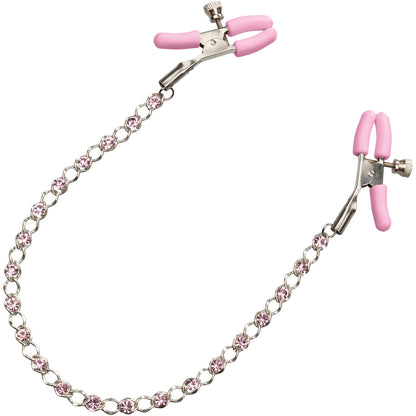 Nipple Play Crystal Chain Nipple Clamps by CalExotics - Pink