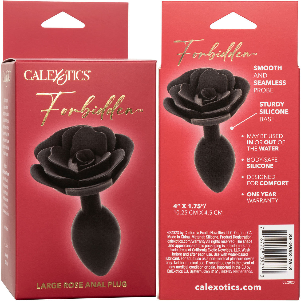 Forbidden Large Rose Silicone Butt Plug By CalExotics - Black Forbidden Large Rose Silicone Butt Plug By CalExotics - Black