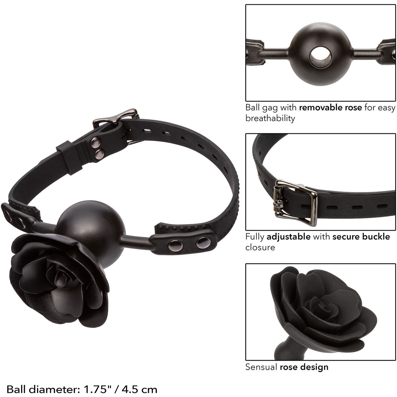 Forbidden Removable Silicone Rose Gag By CalExotics - Black