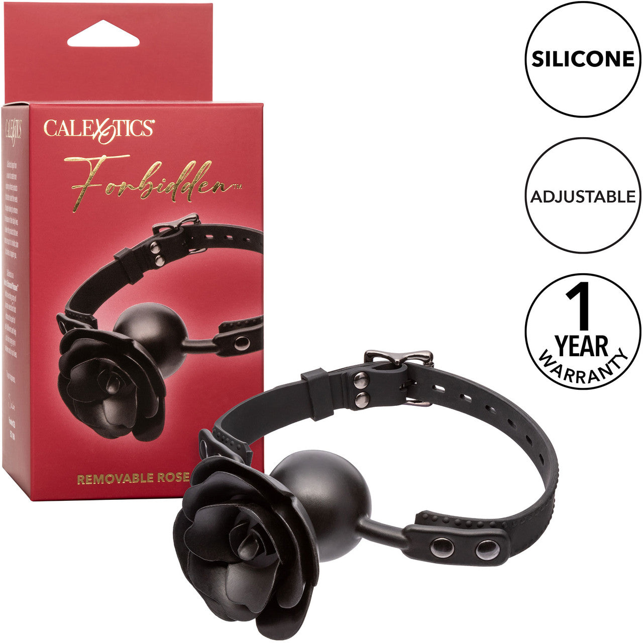 Forbidden Removable Silicone Rose Gag By CalExotics - Black