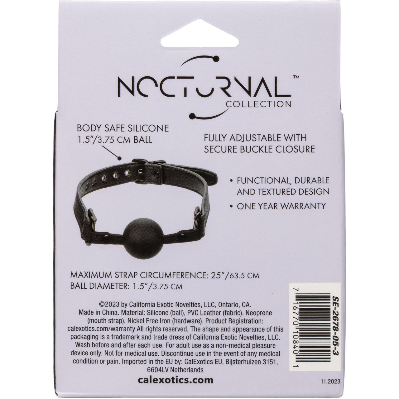 Nocturnal Collection Silicone Ball Gag By CalExotics