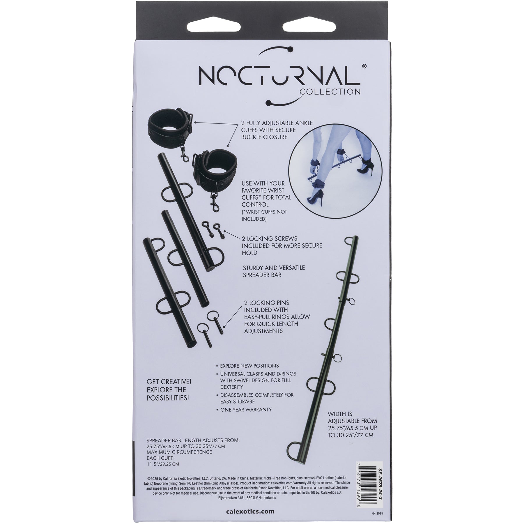 Nocturnal® Collection Spreader Bar With Cuffs By CalExotics
