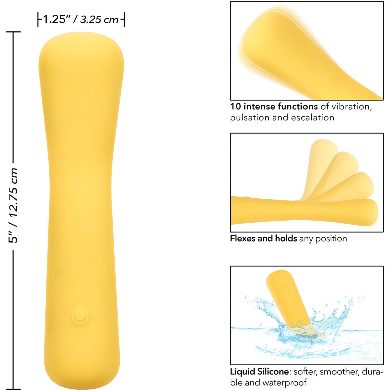 Boundless Mini FlexiWand Bendable Rechargeable Waterproof Silicone Vibrator By CalExotics - Yellow