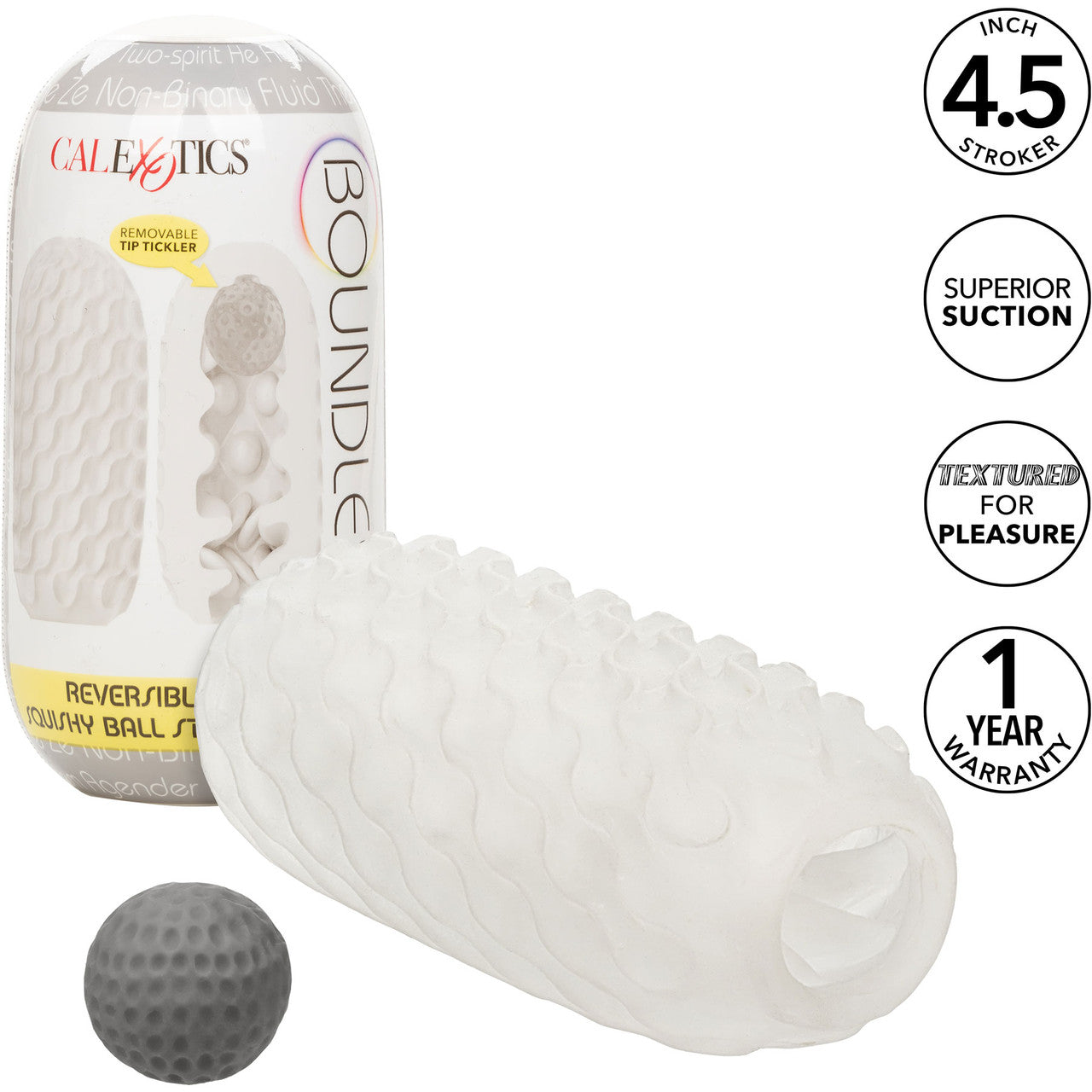 Boundless Reversible Squishy Ball Stroker Penis Masturbator By CalExotics - Smoke