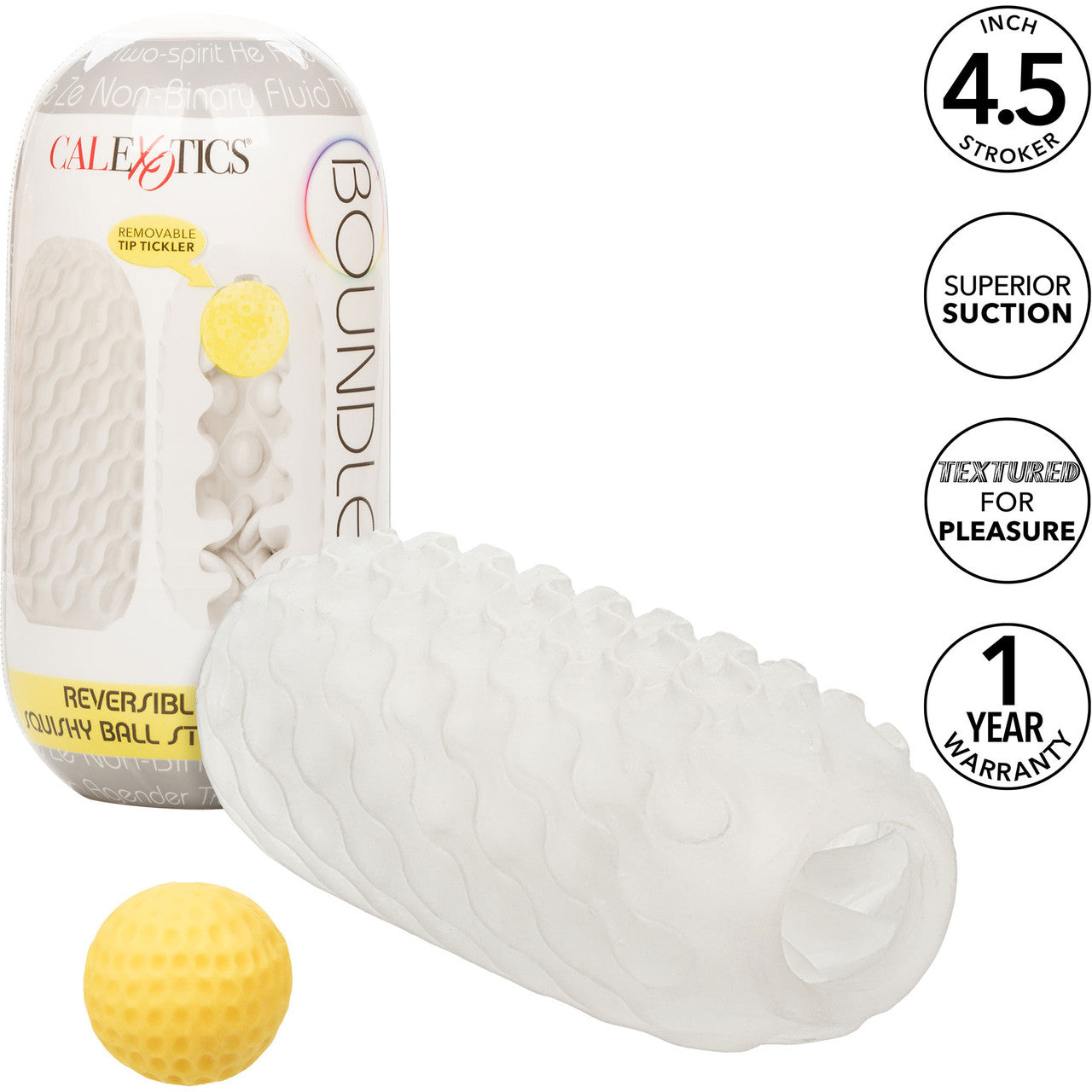 Boundless Reversible Squishy Ball Stroker Penis Masturbator By CalExotics - Yellow