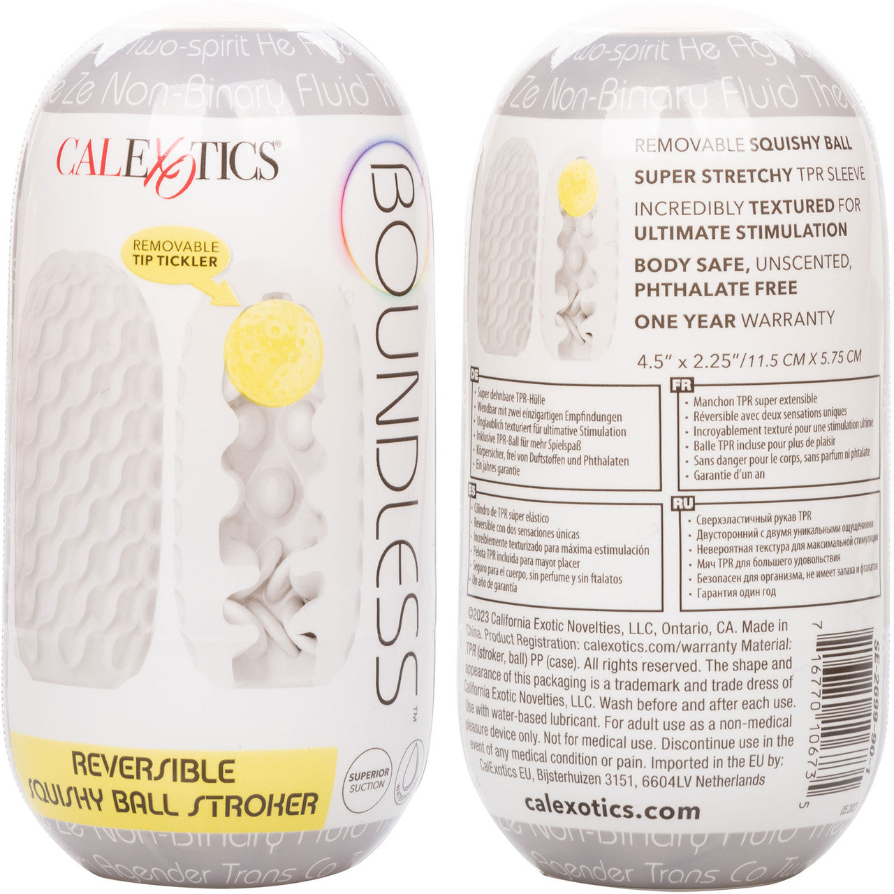 Boundless Reversible Squishy Ball Stroker Penis Masturbator By CalExotics - Yellow