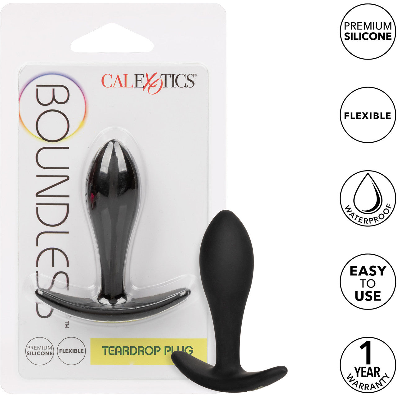 Boundless Teardrop Plug Silicone Butt Plug By CalExotics - Black