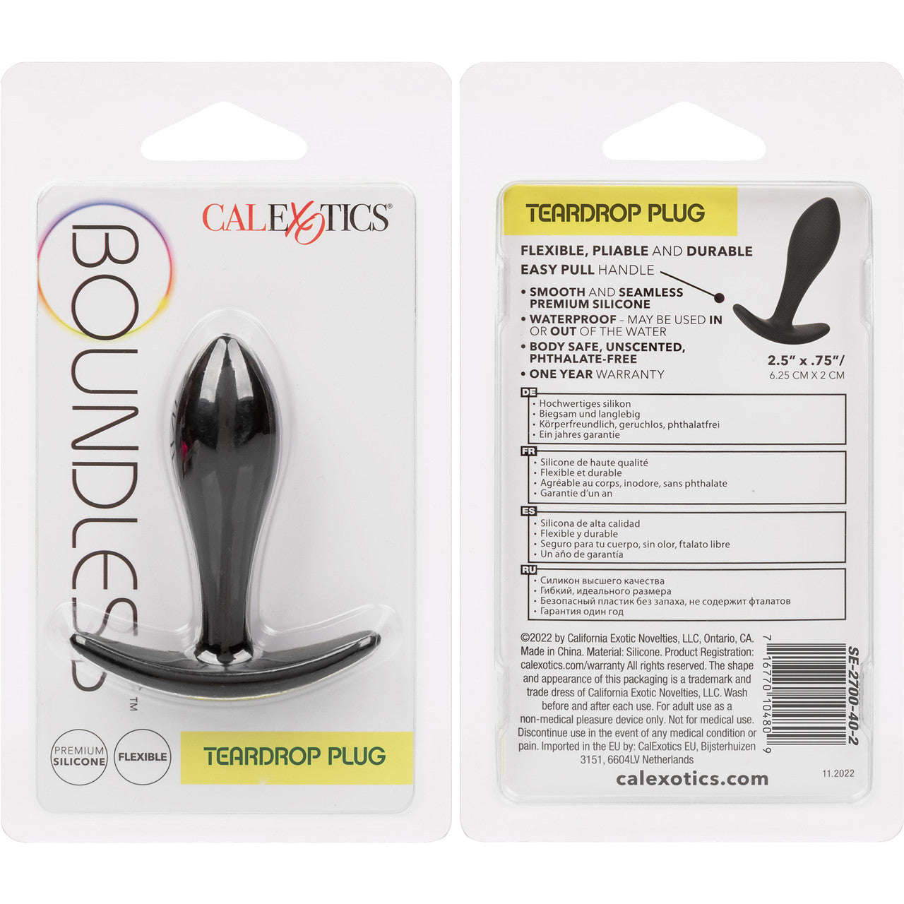 Boundless Teardrop Plug Silicone Butt Plug By CalExotics - Black