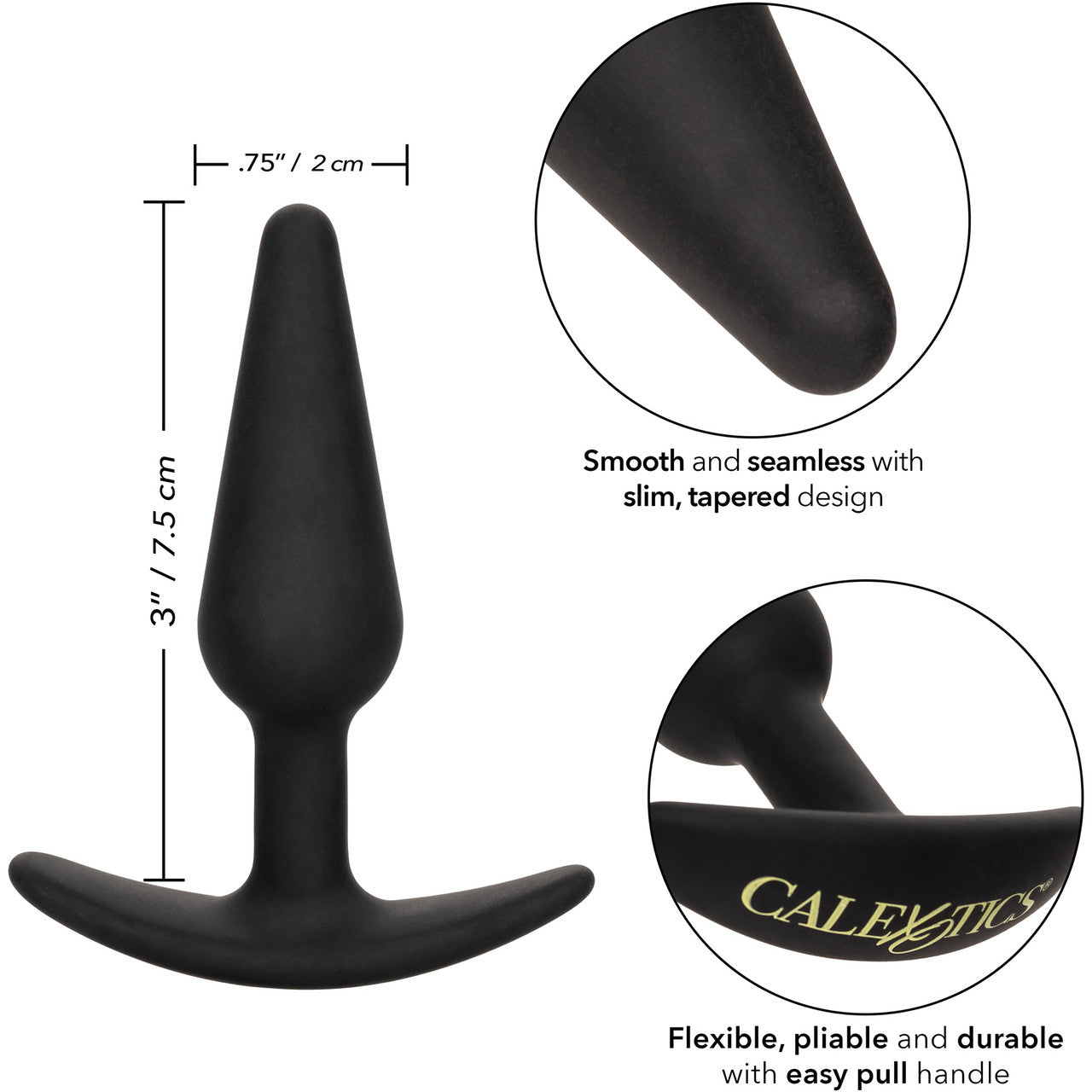 Boundless Slim Plug Silicone Butt Plug By CalExotics - Black