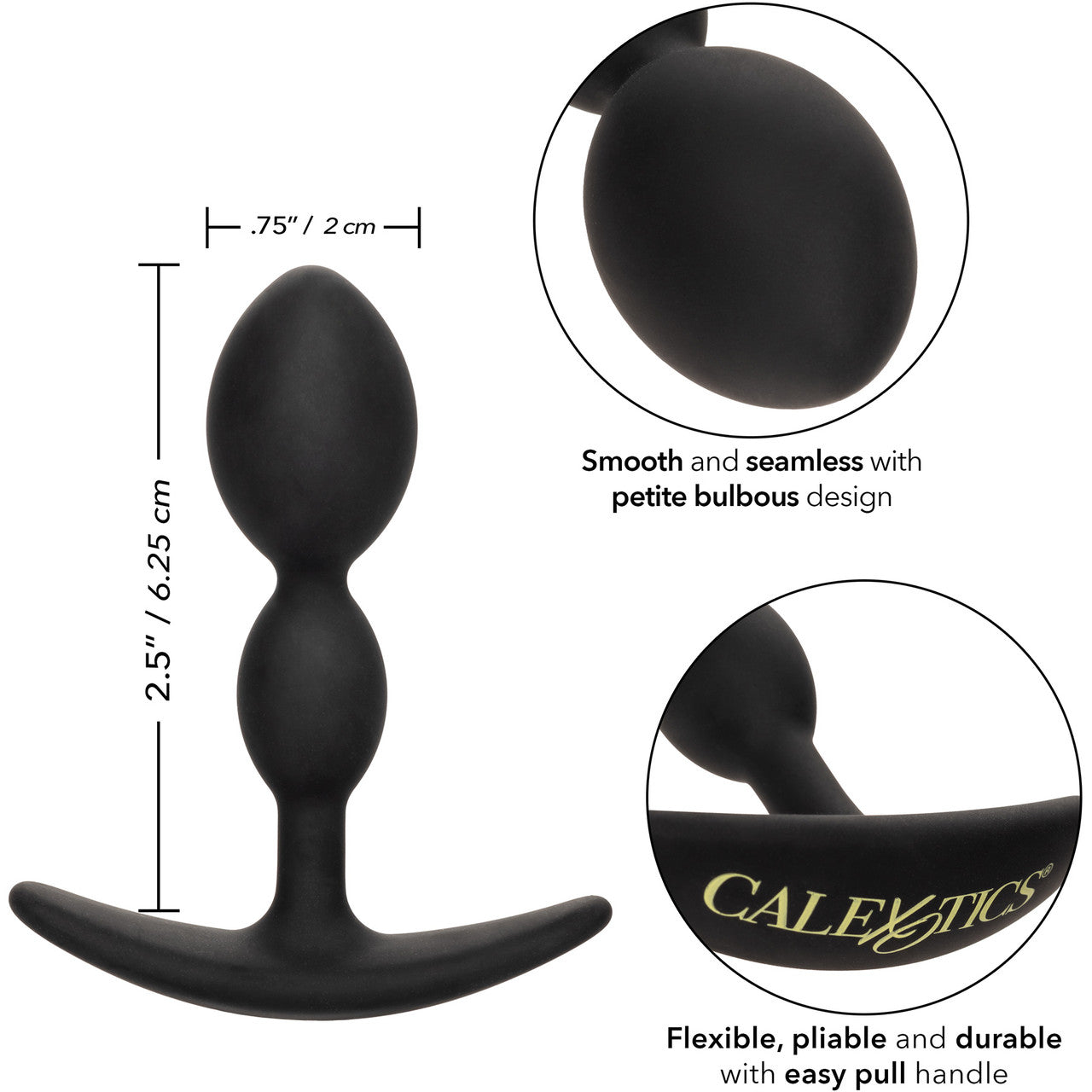 Boundless 2X Teardrop Plug Silicone Butt Plug By CalExotics - Black