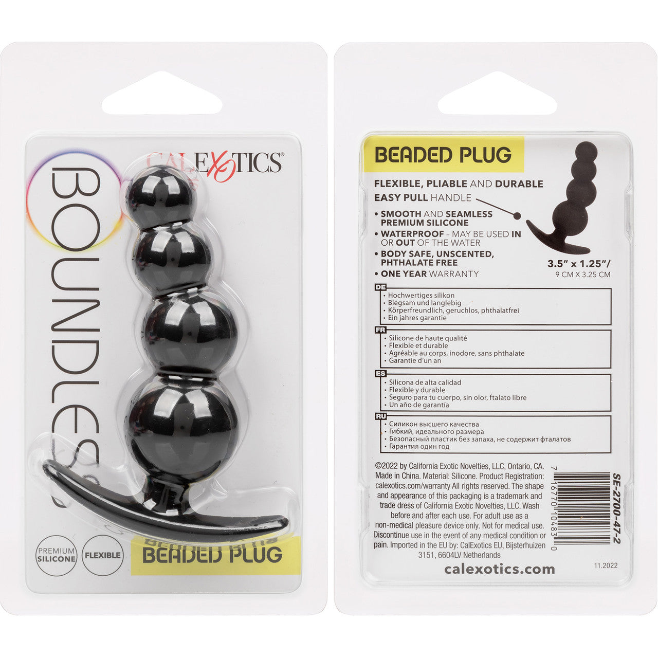 Boundless Beaded Plug Silicone Butt Plug By CalExotics - Black