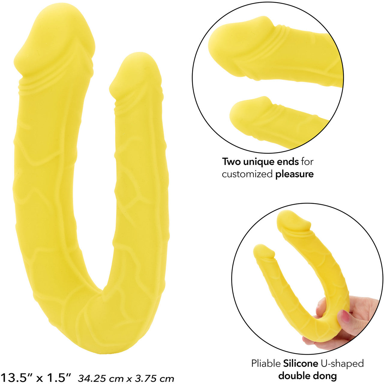 Boundless AC/DC Dong Silicone Double Dildo By CalExotics - Yellow