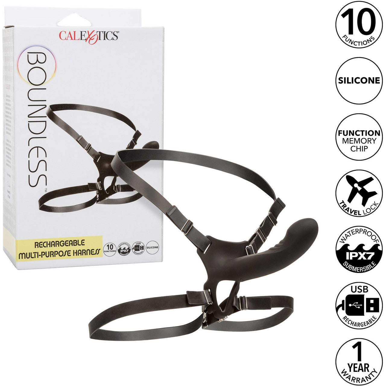 Boundless Waterproof Rechargeable Multi-Purpose Harness With Vibrating Silicone Probe By CalExotics