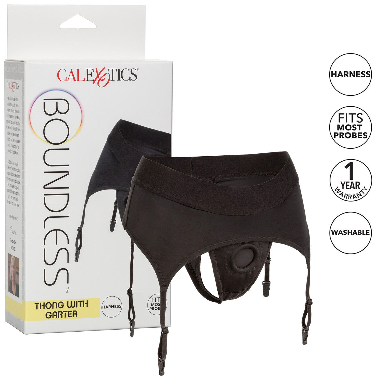 Boundless Thong With Garter Strap-On Harness By CalExotics - Small / Medium