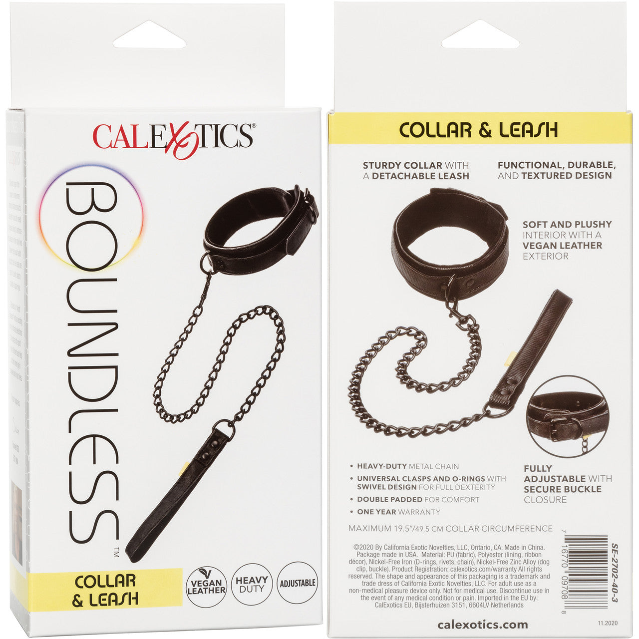 Boundless Vegan Leather Collar & Leash by CalExotics