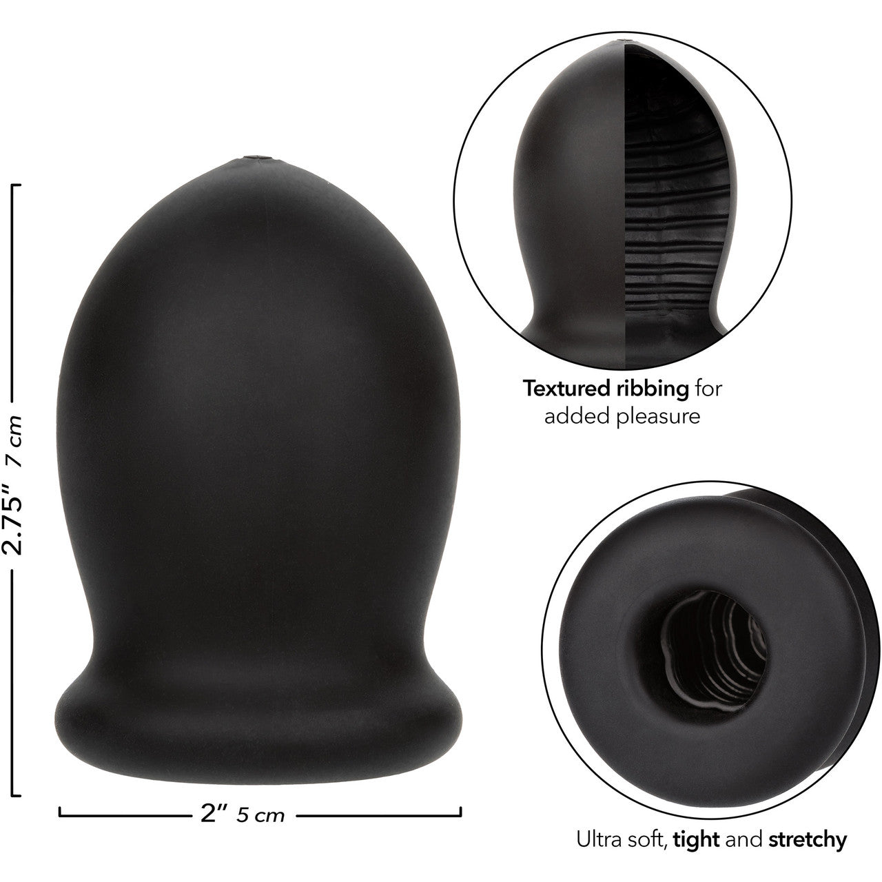 Boundless Rechargeable Waterproof Silicone Vibrating Trans Masc Stroker 2.75" By CalExotics - Black