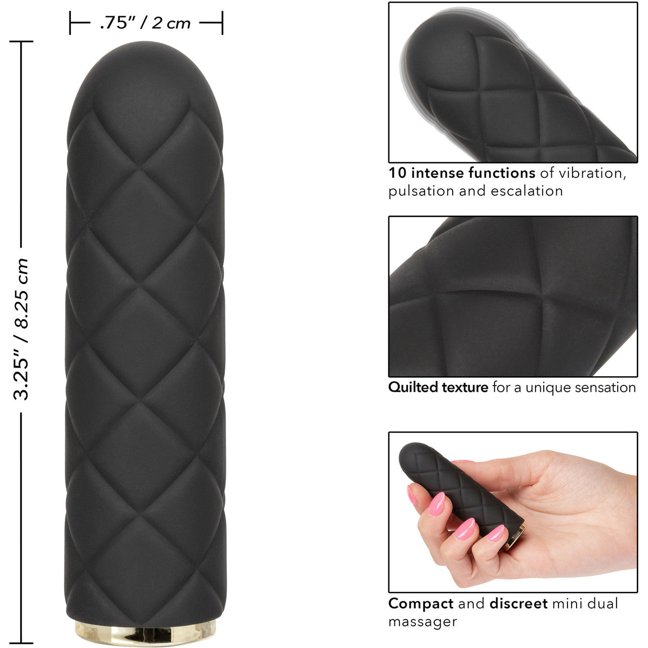 Raven Quilted Seducer Rechargeable Waterproof Bullet Vibrator With Silicone Sleeve By CalExotics