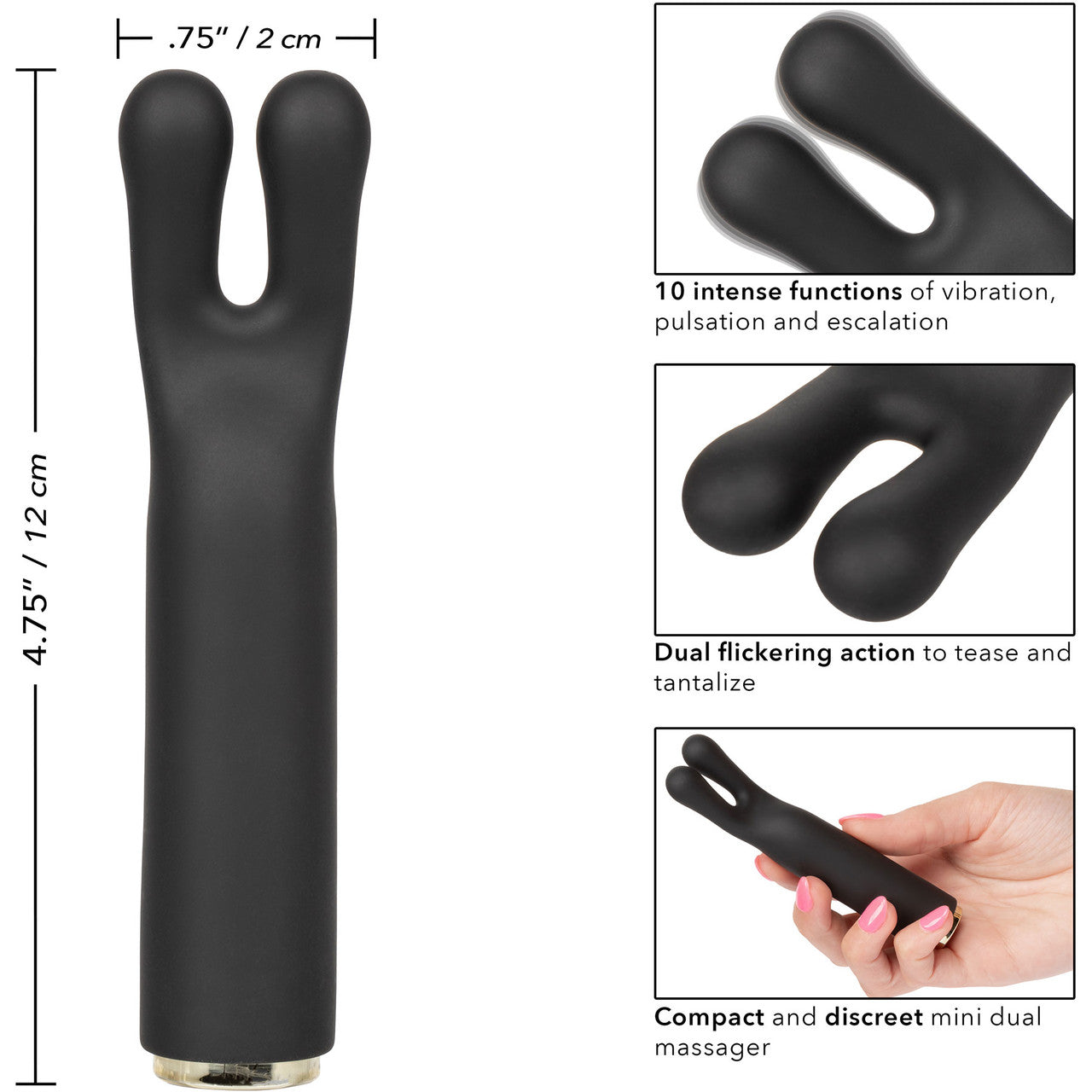 Raven Charmer Rechargeable Waterproof Bullet Vibrator With Silicone Flickering Ears Sleeve By CalExotics