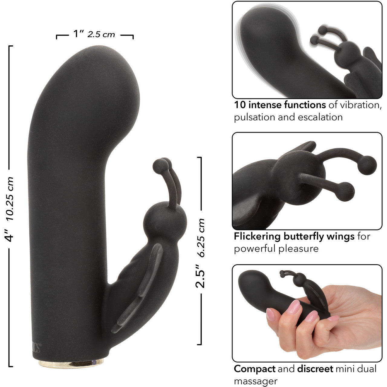 Raven Butterfly Rechargeable Waterproof Silicone Dual Stimulation Vibrator By CalExotics