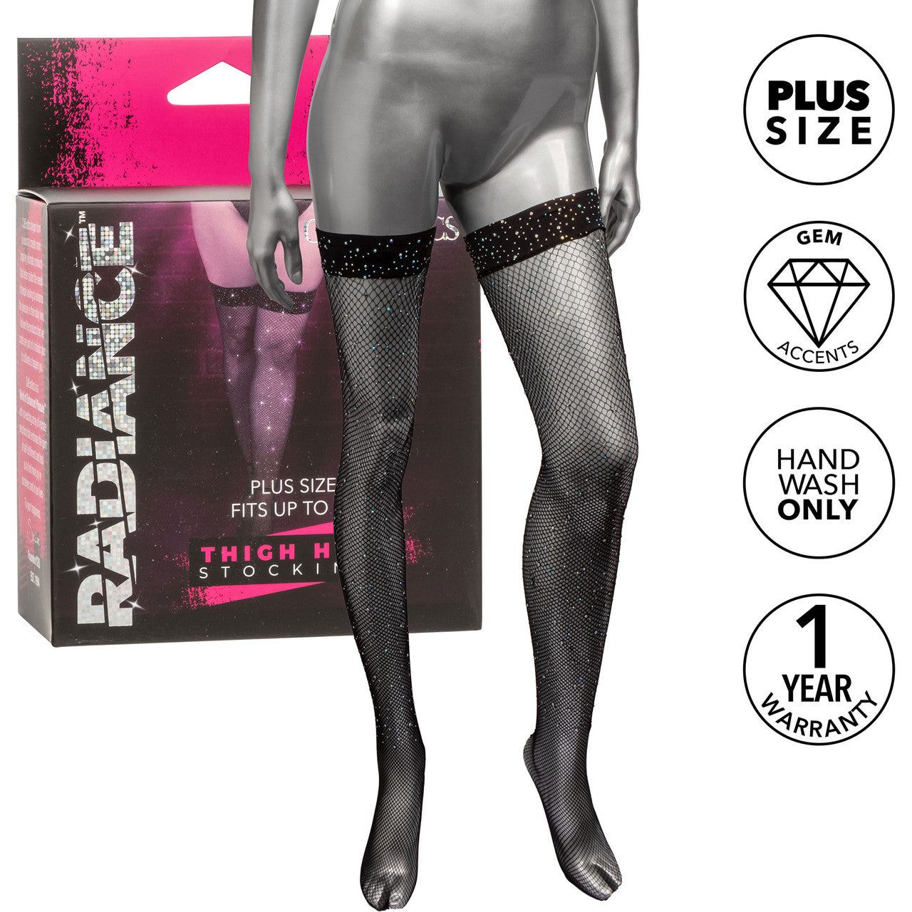 Radiance Plus Size Thigh High Stockings By CalExotics