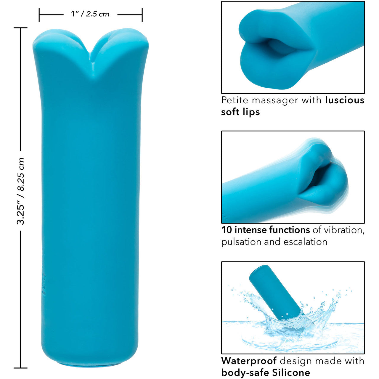 Kyst Lips Powerful Waterproof Rechargeable Bullet Vibrator By CalExotics - Blue