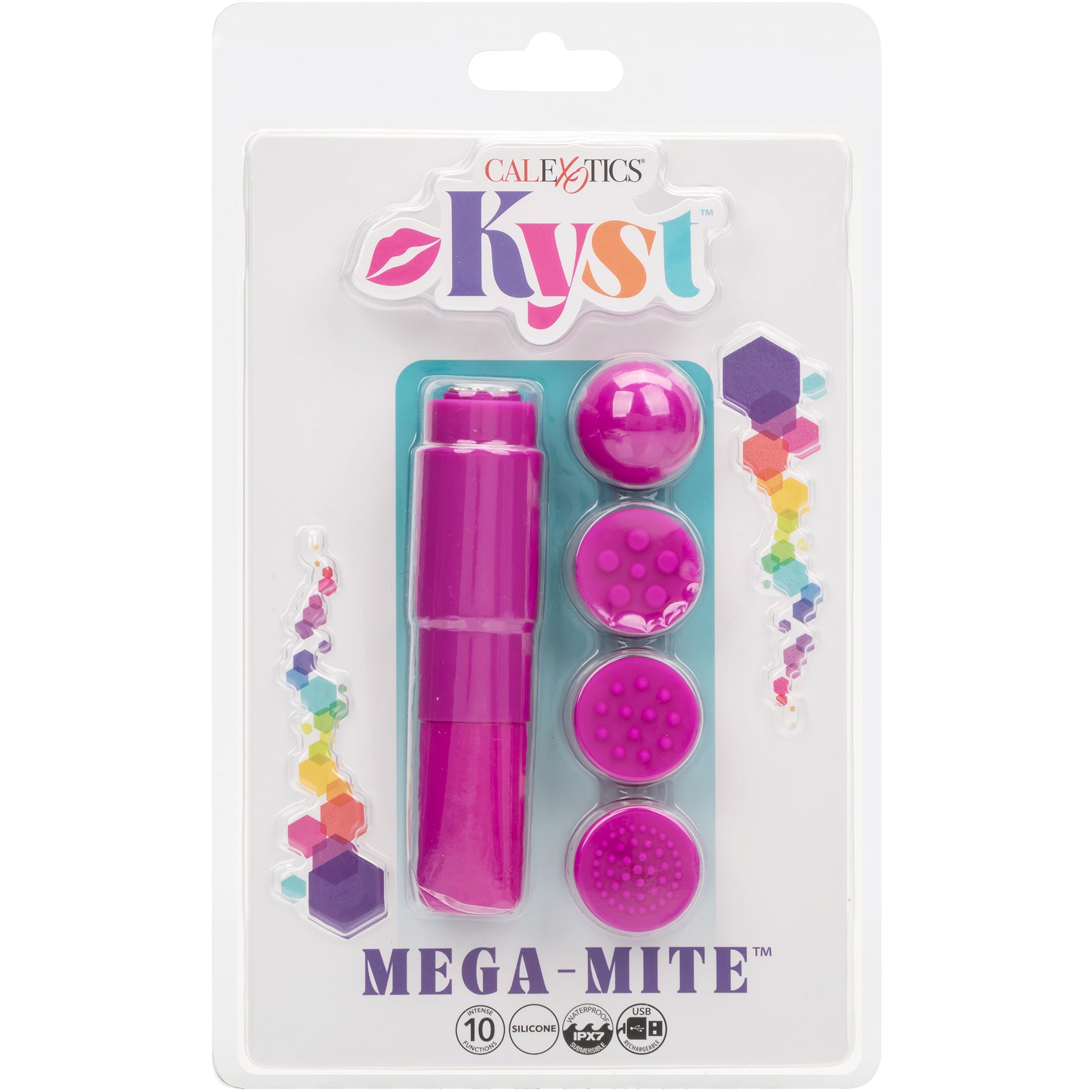 Kyst™ Mega-Mite™ Rechargeable Silicone Bullet With 4 Pleasure Tips - Pink