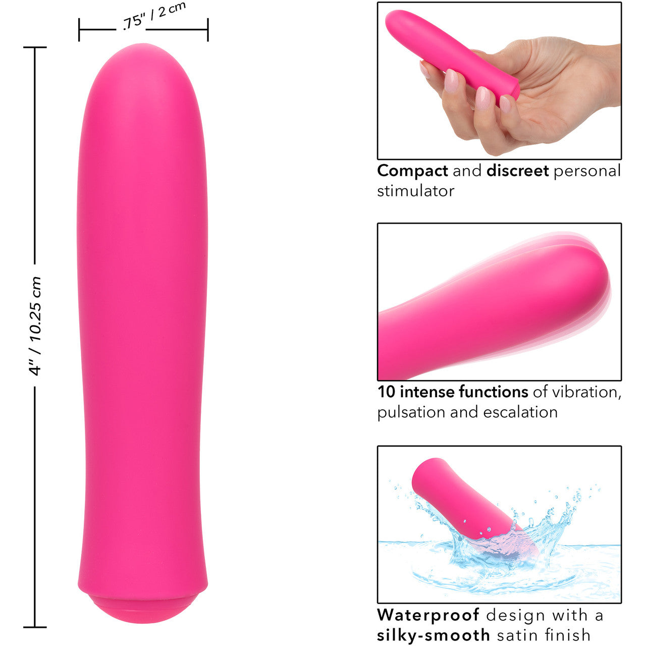 Kyst T.C.B. Taking Care of Business Powerful Waterproof Rechargeable Bullet Vibrator By CalExotics - Pink