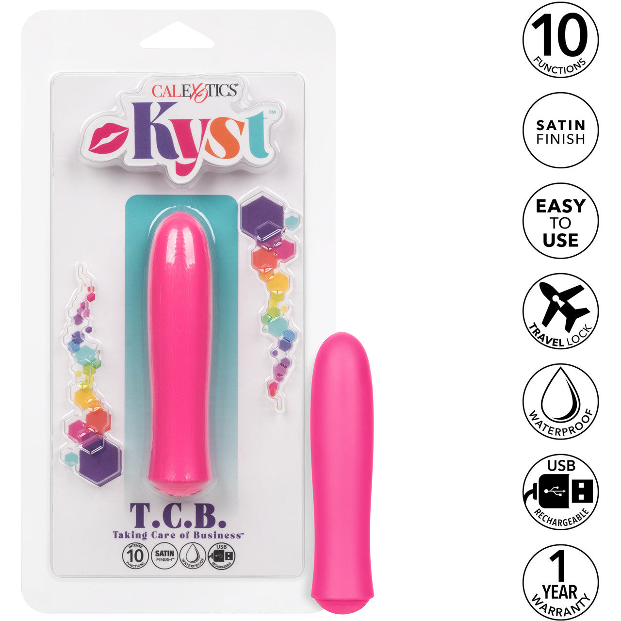 Kyst T.C.B. Taking Care of Business Powerful Waterproof Rechargeable Bullet Vibrator By CalExotics - Pink