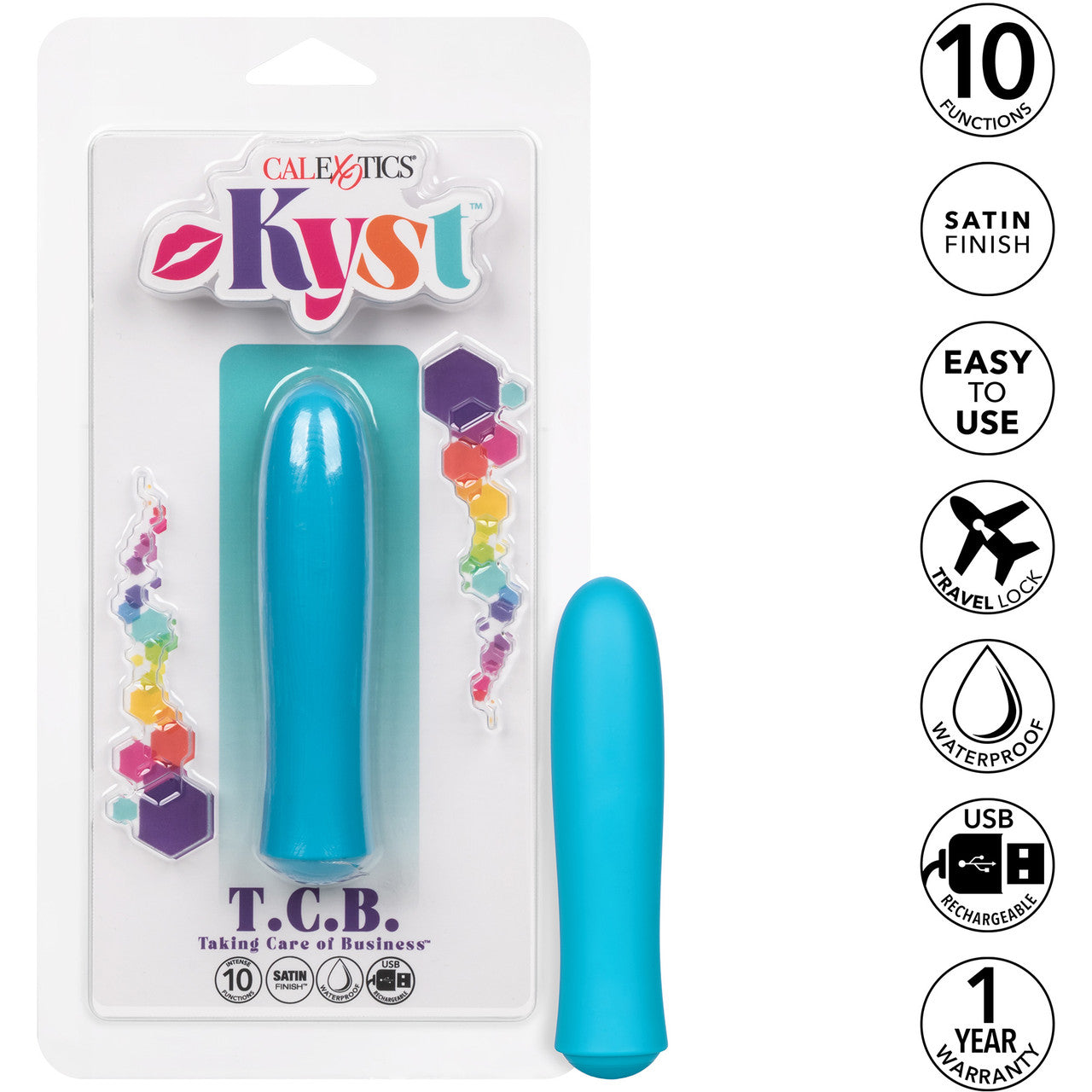 Kyst T.C.B. Taking Care of Business Powerful Waterproof Rechargeable Bullet Vibrator By CalExotics - Blue