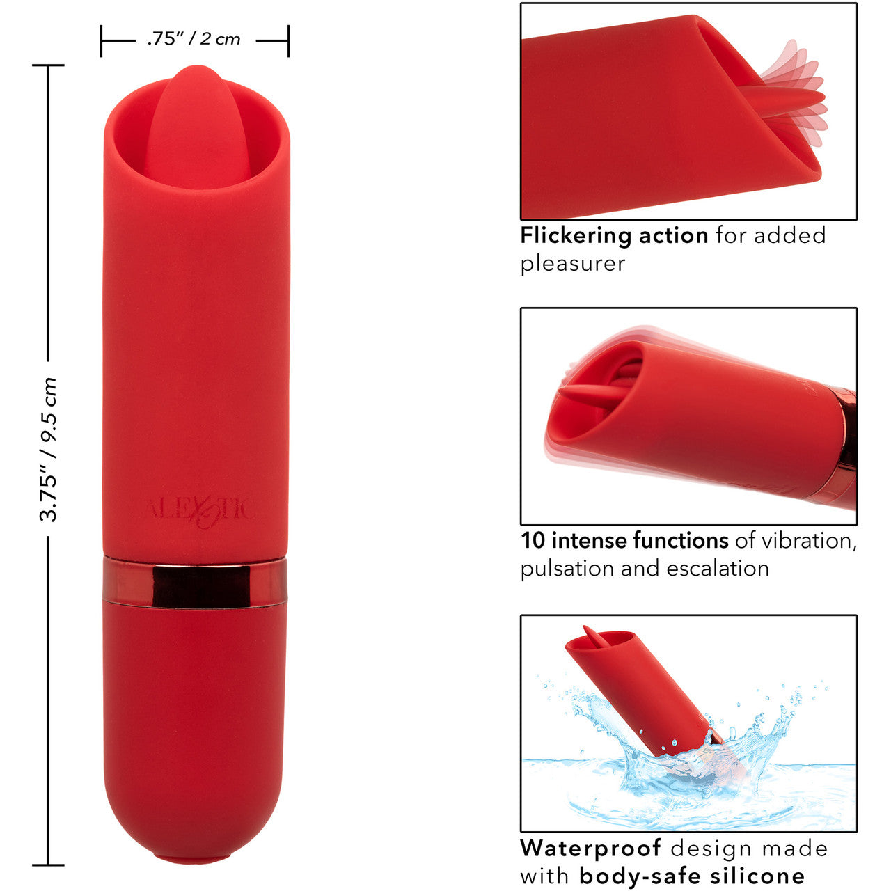 Kyst Flicker Tongue Powerful Waterproof Rechargeable Bullet Vibrator By CalExotics - Red