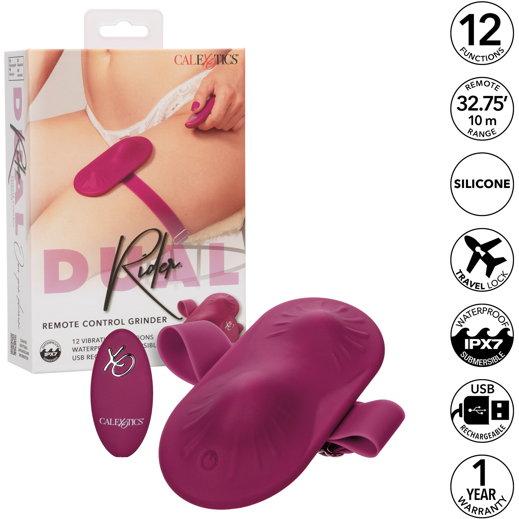 Dual Rider® Remote Control Grinder Rechargeable Silicone Vibrator By CalExotics